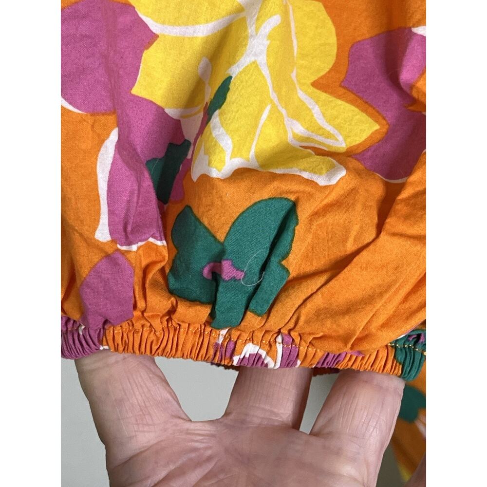 Altar'd State Minister Dress M Puff Sleeve Orange Floral Tropical Boho Pockets - Picture 10 of 16